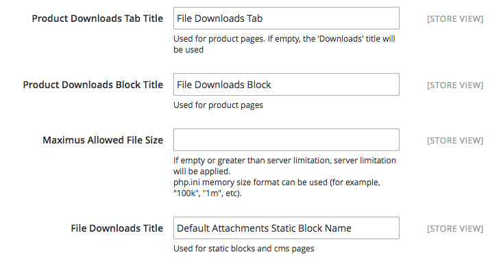 File Downloads Configuration