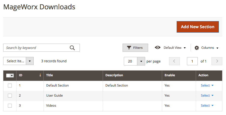 File Downloads Sections