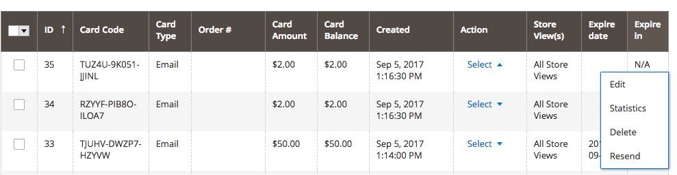 Mageworx Gift Card Actions