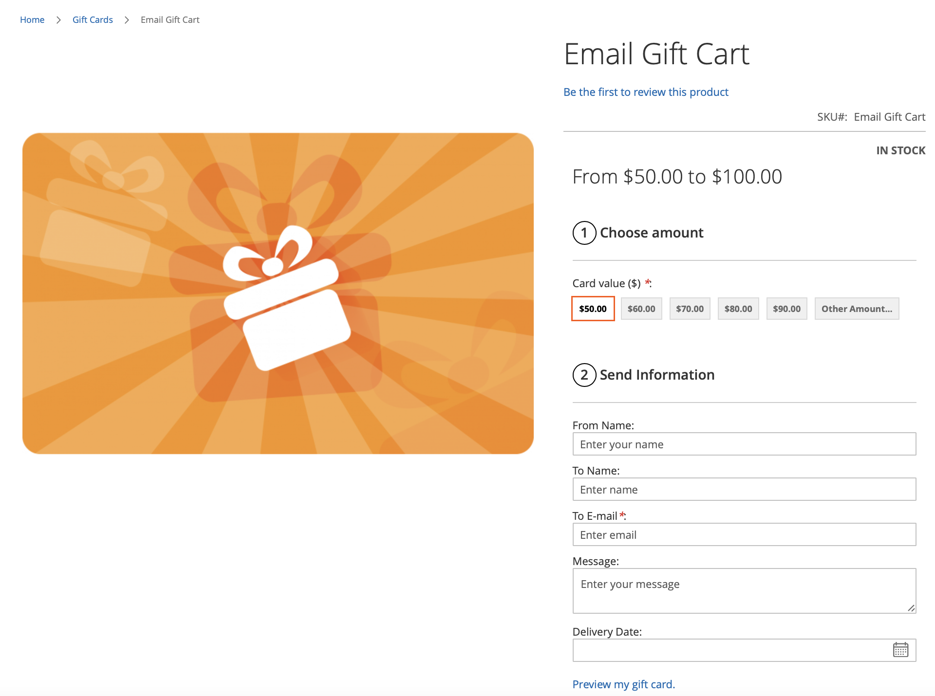 Mageworx Gift Card Product