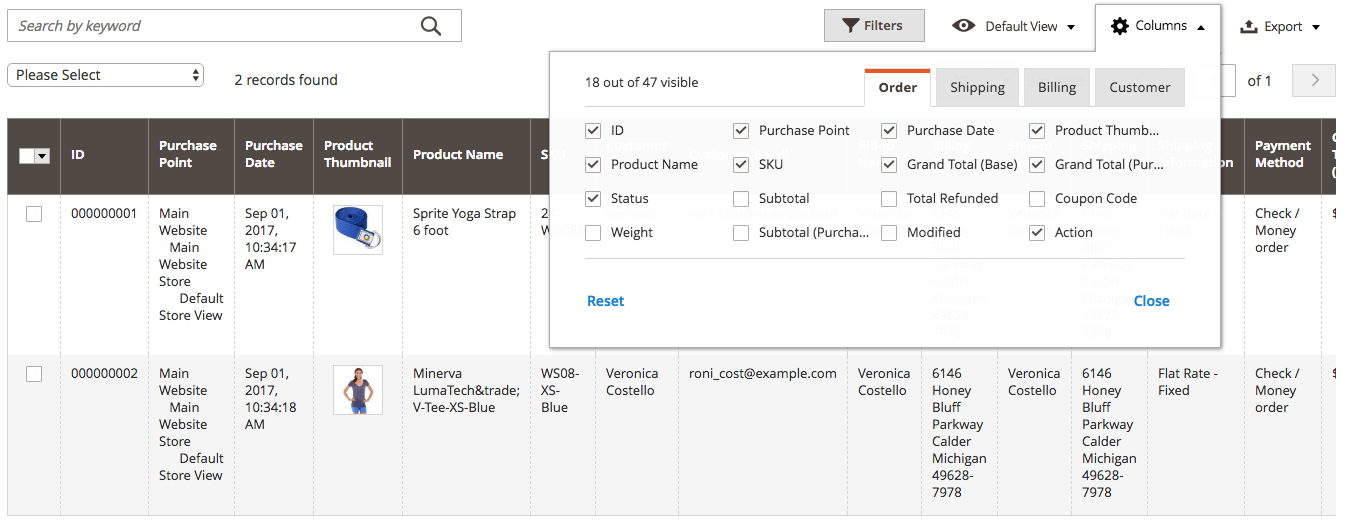 Magento 2 Order Management Sales-Orders Grid