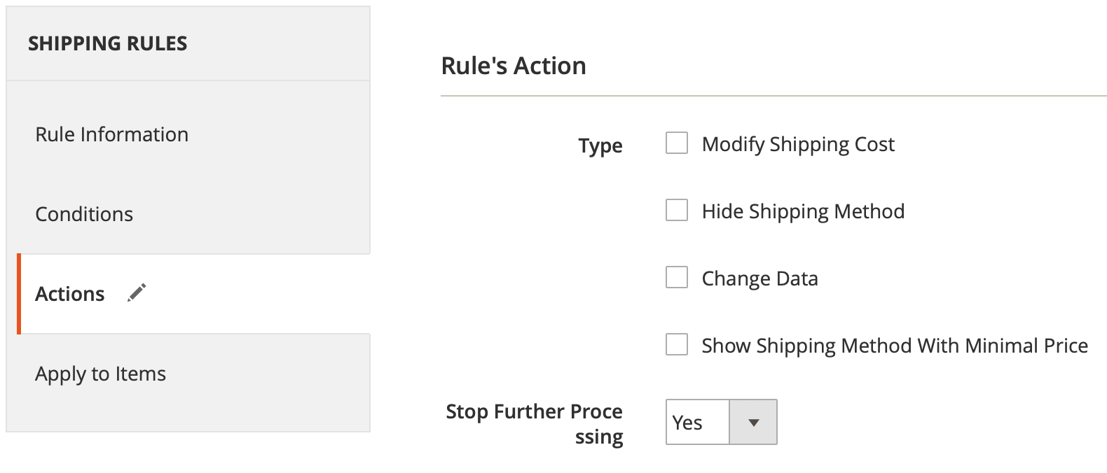 Mageworx Shipping Rules Actions