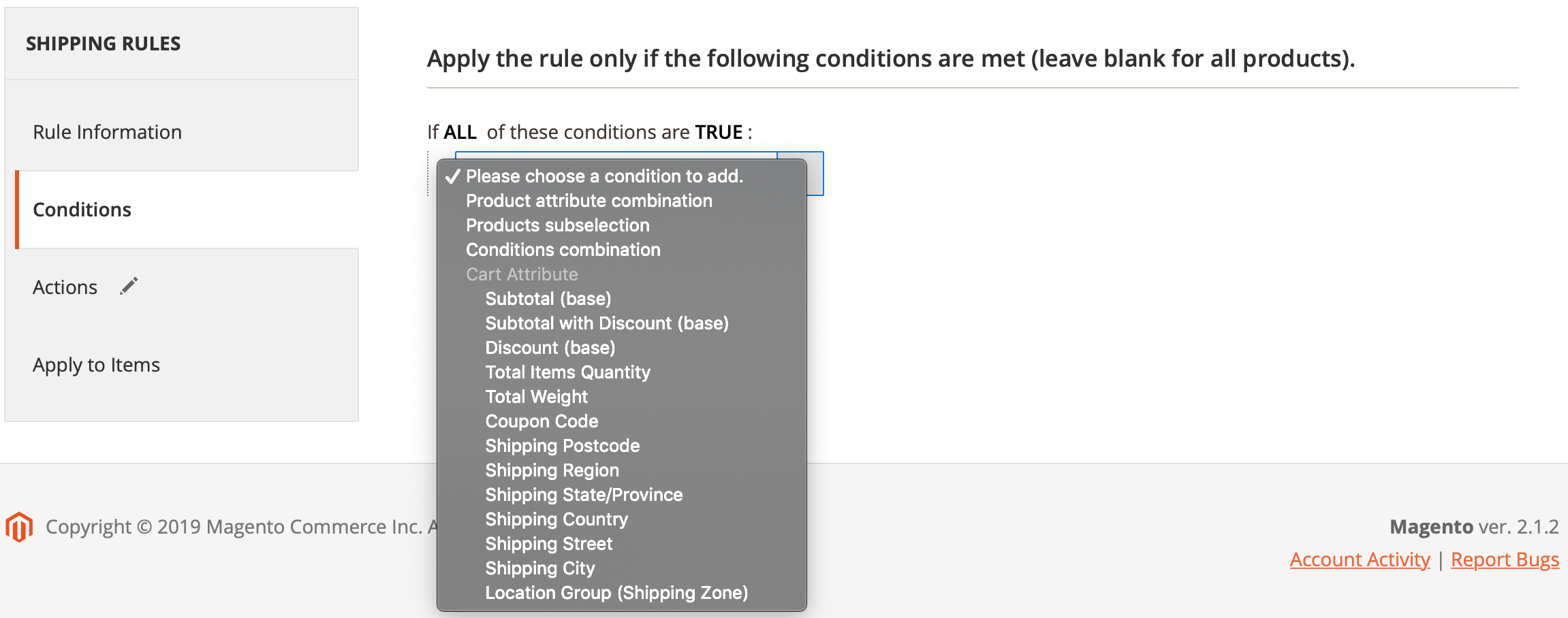 Mageworx Shipping Rules Conditions